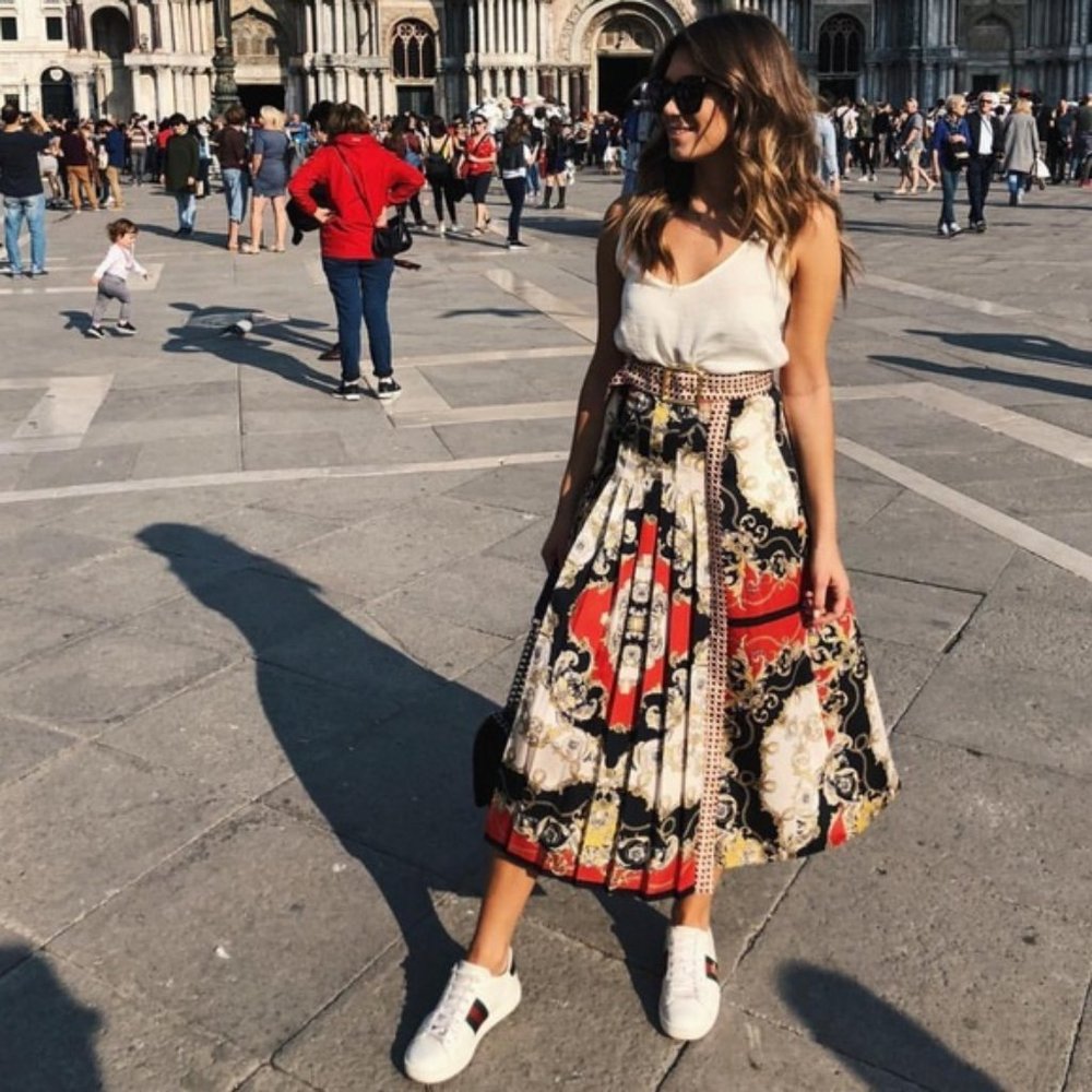 Zara Multicolor Patterned Midi Skirt